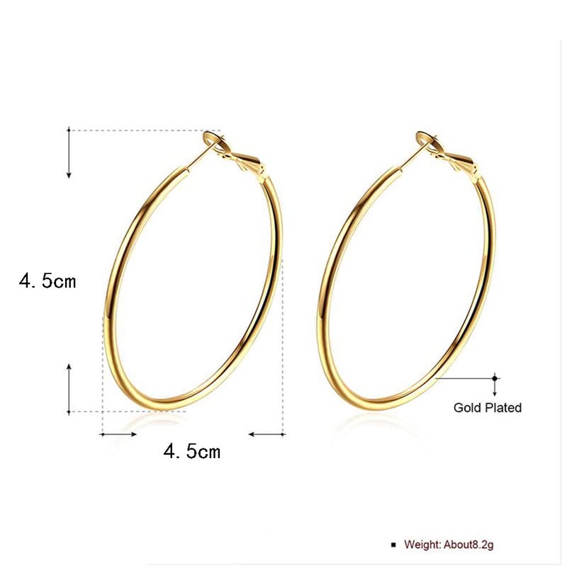GSLAOZ Gold Hoop Earrings, 18K Gold Plated Rounded Hoops Earrings for Women - Image 4